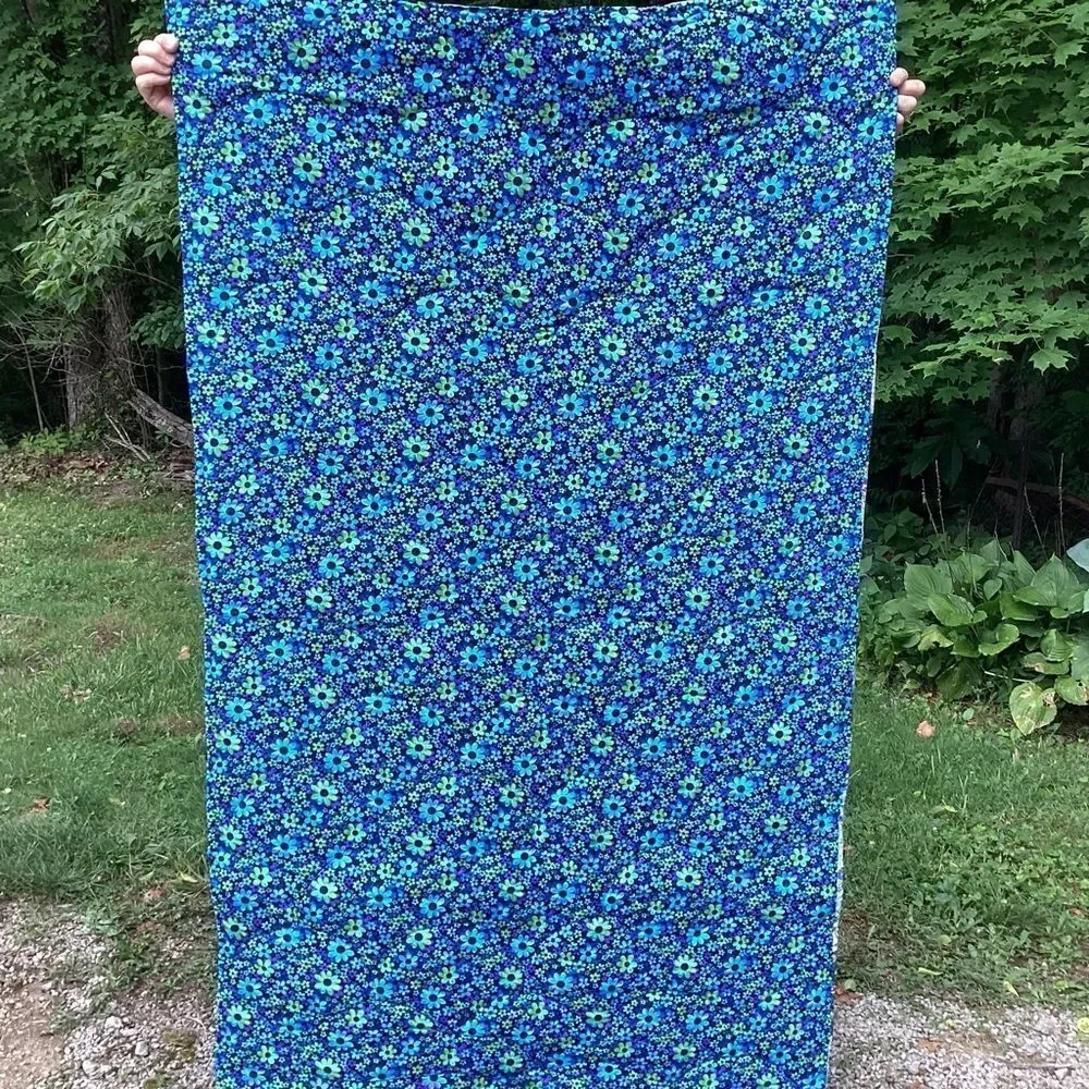 NWT. Hand Crafted Blues and Greens Gardens Quilt with Liberty Lawn Fabrics